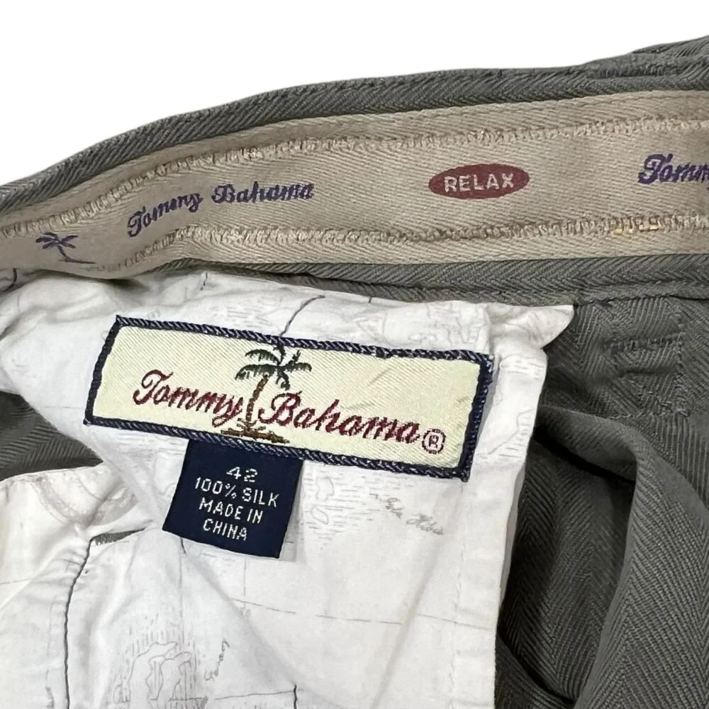 Tommy Bahama Gray 100% Silk Pleated Shorts 42